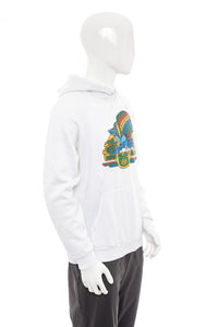 1980's Hanes White and Multicolor Reno Hot Air Balloon Hoodie SZ M/L