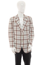 Load image into Gallery viewer, 1970&#39;s Ohrbach&#39;s White and Brown Plaid Suit Jacket Size M
