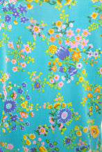 Load image into Gallery viewer, 1960&#39;s Aqua Floral Print Mini Dress Size L
