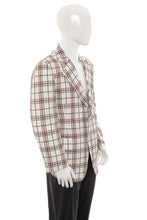 Load image into Gallery viewer, 1970&#39;s Ohrbach&#39;s White and Brown Plaid Suit Jacket Size M
