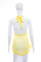 Load image into Gallery viewer, 1990&#39;s Frederick&#39;s of Hollywood Yellow Mesh and Lace Negligée Size S/M
