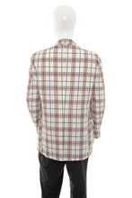 Load image into Gallery viewer, 1970&#39;s Ohrbach&#39;s White and Brown Plaid Suit Jacket Size M
