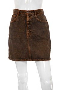 1980's BOF Orange Wash Denim Mini Skirt Size S/M