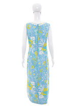 Load image into Gallery viewer, 1960&#39;s Shifts Internationale Blue Floral Print Tiki Dress Size M
