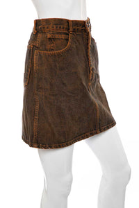 1980's BOF Orange Wash Denim Mini Skirt Size S/M