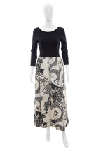 Load image into Gallery viewer, 1970&#39;s Black and Silver Lamé Paisley Print Dress Size S
