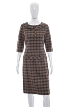 Load image into Gallery viewer, 1950&#39;s Carl Nattal Brown Plaid Wool Dress Size S/M
