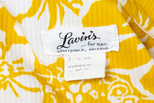 Load image into Gallery viewer, 1970&#39;s Lavin&#39;s Yellow and White Floral Print Tiki Shirt Size L
