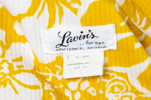 1970's Lavin's Yellow and White Floral Print Tiki Shirt Size L