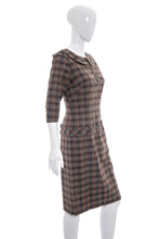 Load image into Gallery viewer, 1950&#39;s Carl Nattal Brown Plaid Wool Dress Size S/M
