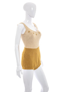 1950's Robby Len Brown Knit Bathing Suit Size M