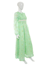Load image into Gallery viewer, 1970&#39;s Mint and Daisy Print Hippie Maxi Dress Size S
