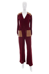 1970's Gay Gibson Maroon Corduroy Jumpsuit Size M