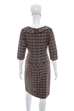 Load image into Gallery viewer, 1950&#39;s Carl Nattal Brown Plaid Wool Dress Size S/M
