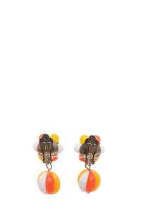 1960's Orange and White Mod Clip-On Earrings