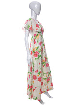 Load image into Gallery viewer, 1970&#39;s Ko-Mai by Dael&#39;s White and Multicolor Floral Print Maxi Dress Size S
