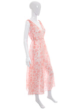 Load image into Gallery viewer, 1960&#39;s I.Magnin White and Pink Polka Dot Night Gown Size OS
