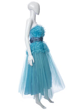Load image into Gallery viewer, 1950&#39;s Blue Tiered Tulle and Drape Detail Cupcake Cocktail Dress Size M
