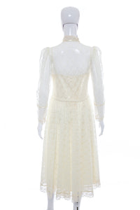 1970's Gunne Sax White Lace Dress Size M/L