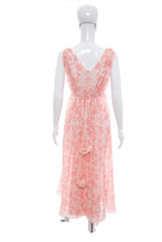 Load image into Gallery viewer, 1960&#39;s I.Magnin White and Pink Polka Dot Night Gown Size OS
