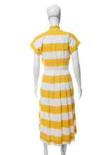 Load image into Gallery viewer, 1950&#39;s Betty Barclay Frocks White and Yellow Striped Midi Dress Size M
