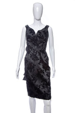 Load image into Gallery viewer, 1950&#39;s Black Satin and Velvet Floral Brocade Helga Cocktail Dress Size S
