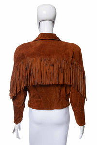 1980's Brown Suede and Fringe Detail Jacket Size M