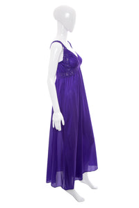 1980's Purple Lace Detail Nightgown Size M