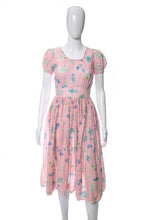 Load image into Gallery viewer, 1940&#39;s Pink and Blue Floral Print Knee Length Dress Size S
