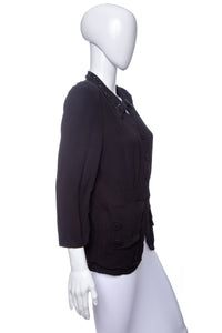 1940's Astor Black Crepe and Sequin Detail Suit Jacket Size M