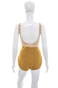 1950's Robby Len Brown Knit Bathing Suit Size M