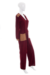 1970's Gay Gibson Maroon Corduroy Jumpsuit Size M