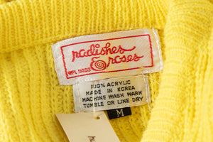 1970's Radishes & Roses Yellow Knit Penguin Sweater Size S/M