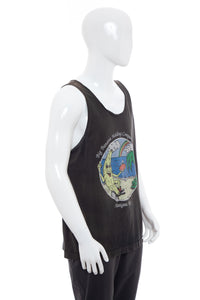 1990's Fruit of the Loom Black and Multicolor Banana Graphic Print Tank Size L/XL