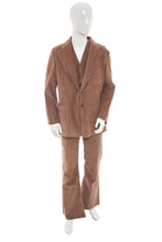 Load image into Gallery viewer, 1970&#39;s Lee Brown Corduroy Three Piece Suit Size L
