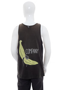 1990's Fruit of the Loom Black and Multicolor Banana Graphic Print Tank Size L/XL