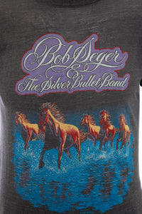 1980's Bob Seger Gray Graphic Print Band Tee Size S