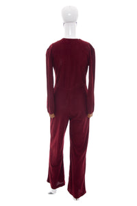 1970's Gay Gibson Maroon Corduroy Jumpsuit Size M