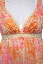 Load image into Gallery viewer, 1970&#39;s Miss Elaine Coral Floral Print Nightgown &amp; Robe Duo Size S
