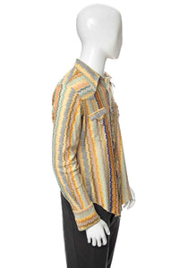 1970's Multicolor Psychedelic Print Western Shirt Size L