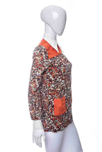Load image into Gallery viewer, 1970&#39;s Black and Orange Long Sleeve Floral Print Tunic Size S
