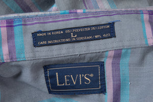 1980's Levi's Gray Plaid Button Up Shirt Size L