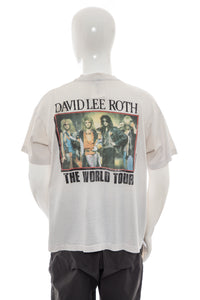 1980's David Lee Roth White and Graphic Print Band Tee Size XL