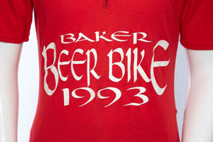 1990's Performance Red and White "Baker Beer Bike 1993" Cyclists Shirt Size S