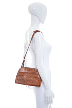 Load image into Gallery viewer, 1970&#39;s Brown Tooled Leather Shoulder Bag
