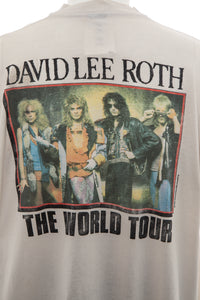 1980's David Lee Roth White and Graphic Print Band Tee Size XL