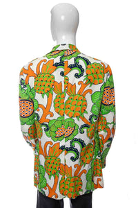 1970's Gordon of Philadelphia Pineapple Print Tiki Jacket Size L