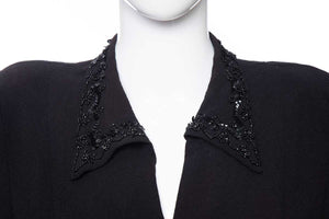 1940's Astor Black Crepe and Sequin Detail Suit Jacket Size M