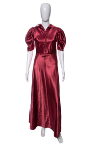 1930's  Best & Co. Rose Satin Gown Size S