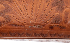 1970's Brown Tooled Leather Shoulder Bag